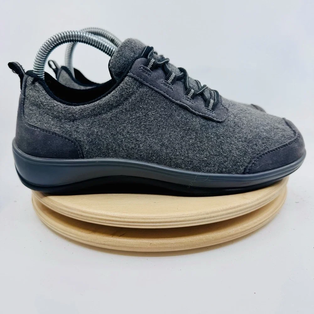 Orthofeet Sierra 711 Comfort Shoes Gray Wool Women's 7.5M Walking Shoes Ortho